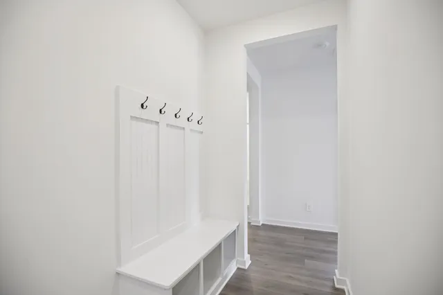 a view of an empty walk in closet