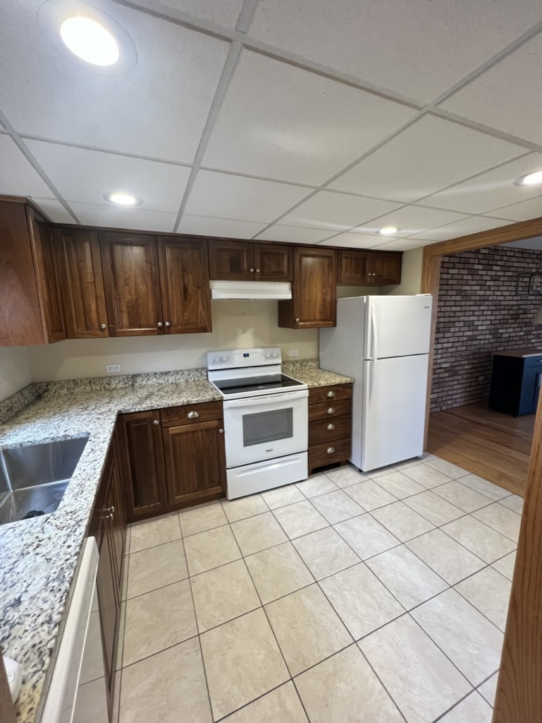 1988 Green Bay Road, Unit 1 Highland Park, IL 60035 - Photo 2 of 13 a kitchen with granite countertop a sink a counter space and stainless steel appliances
