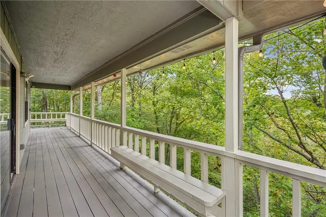 a view of a wooden deck