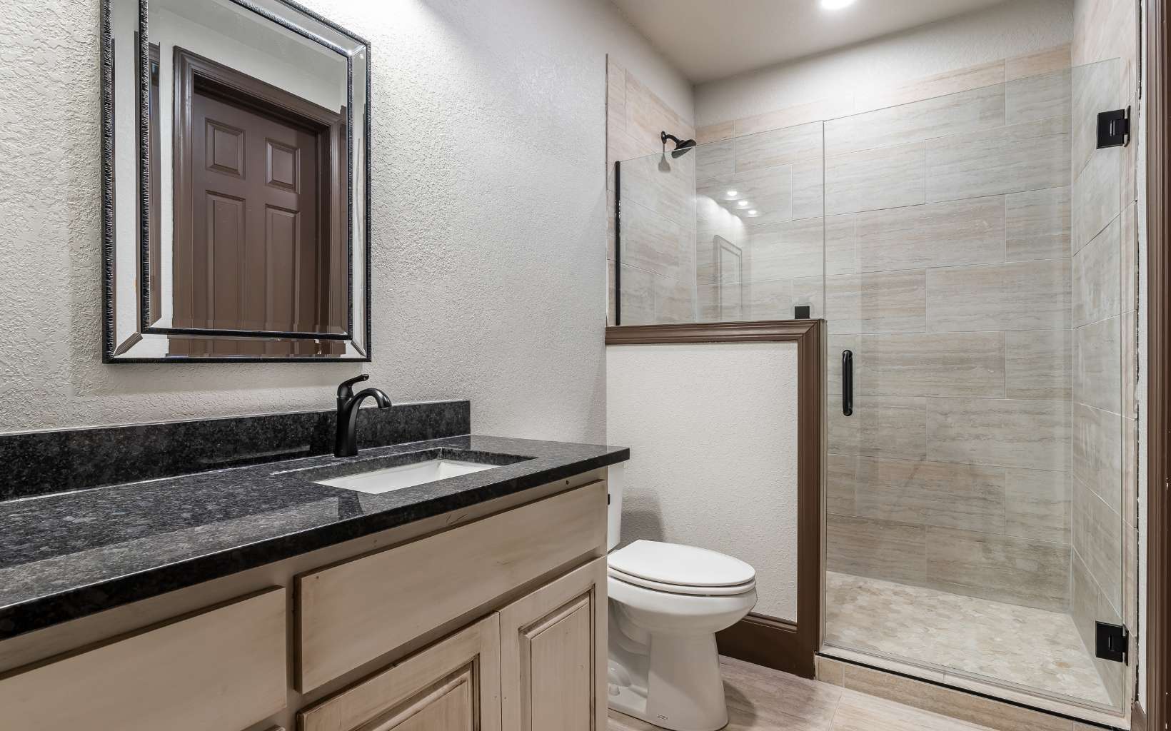 474 Stewart Camp Point Blue Ridge, GA 30513 - Photo 72 of 75 a bathroom with a granite countertop sink toilet and shower