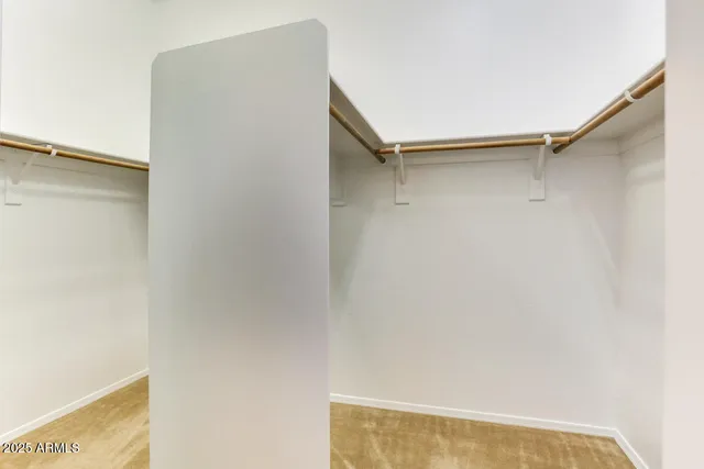 a view of walk in closet with empty racks