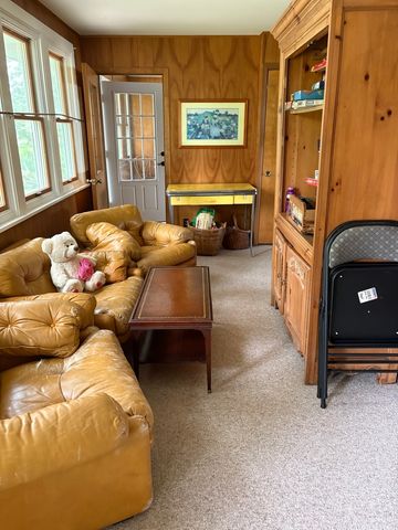 a view of a lake with a yard