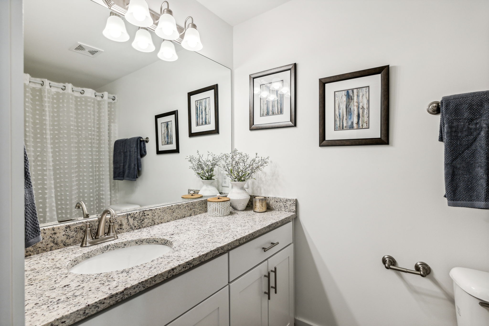 7144 Gracious Drive Franklin, TN 37064 - Photo 26 of 32 a bathroom with a granite countertop sink and a mirror