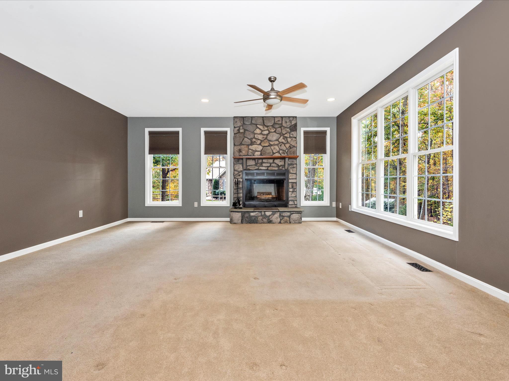 10027 Pine Tree Road Woodsboro, MD 21798 - Photo 6 of 81 an empty room with fireplace and large windows