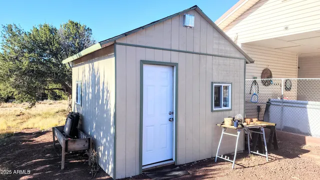a view of backyard of house