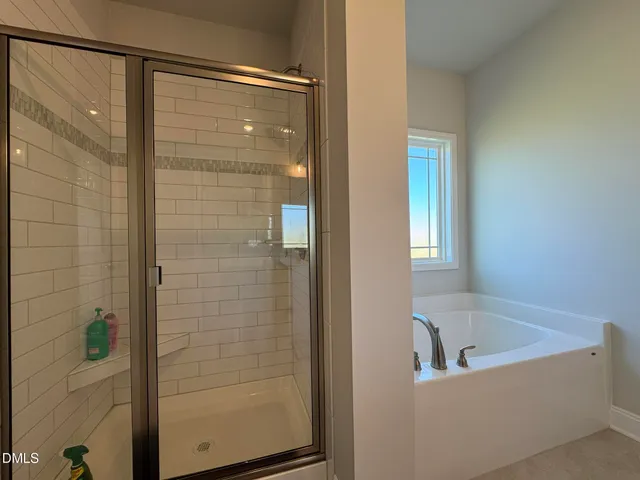 a bathroom with a bathtub
