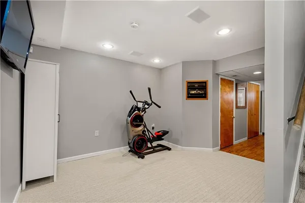a view of a room with gym equipment
