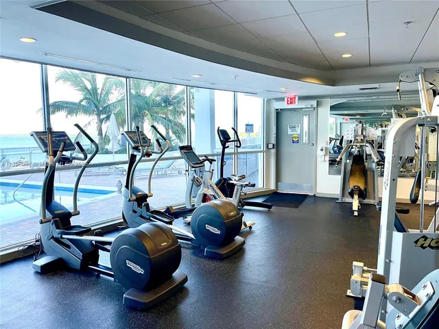 a view of a room with gym equipment