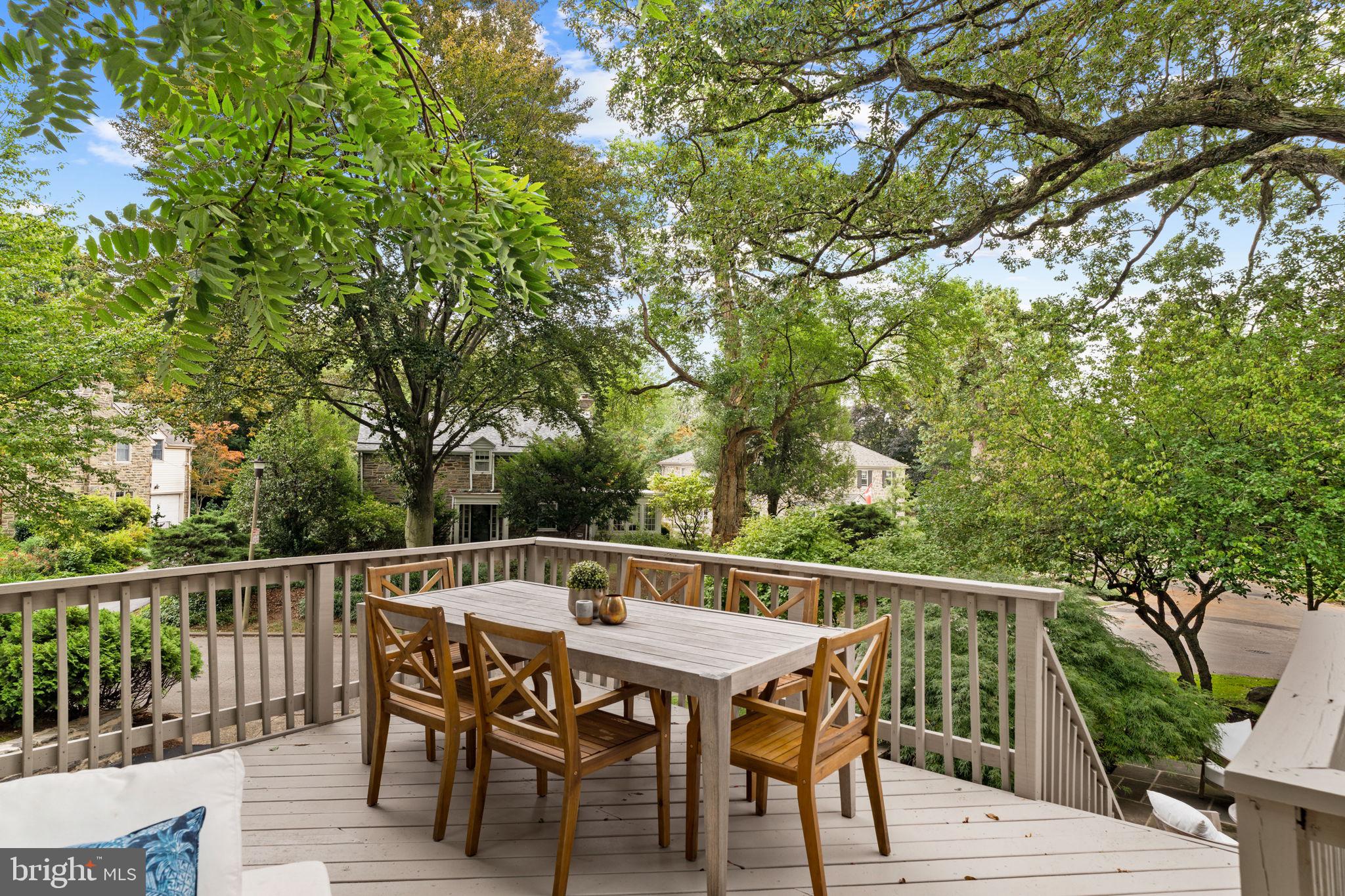 3937 Netherfield Road Philadelphia, PA 19129 - Photo 70 of 84 a view of a wooden bench and chairs on the roof deck