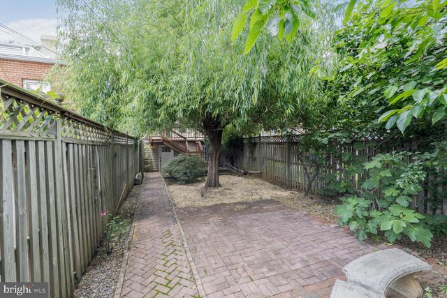 a backyard of a house with plants and trees