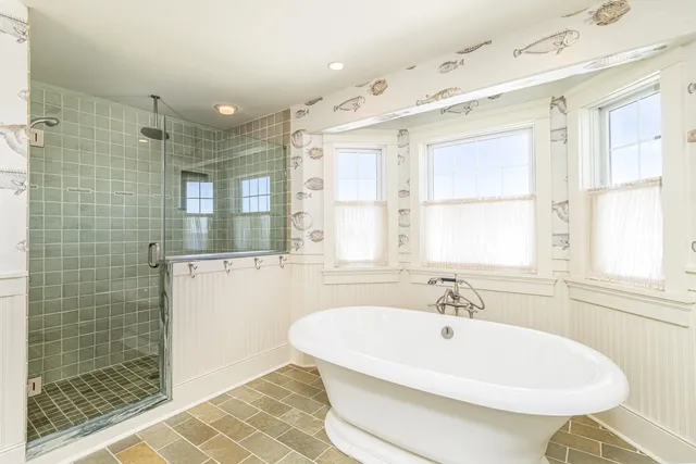 a large white room with a large window