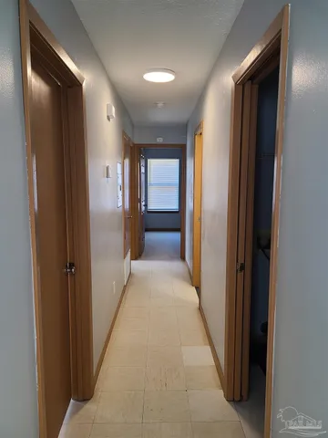 a view of a small space with a window