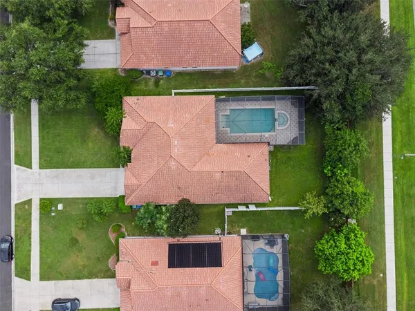 an aerial view of a house
