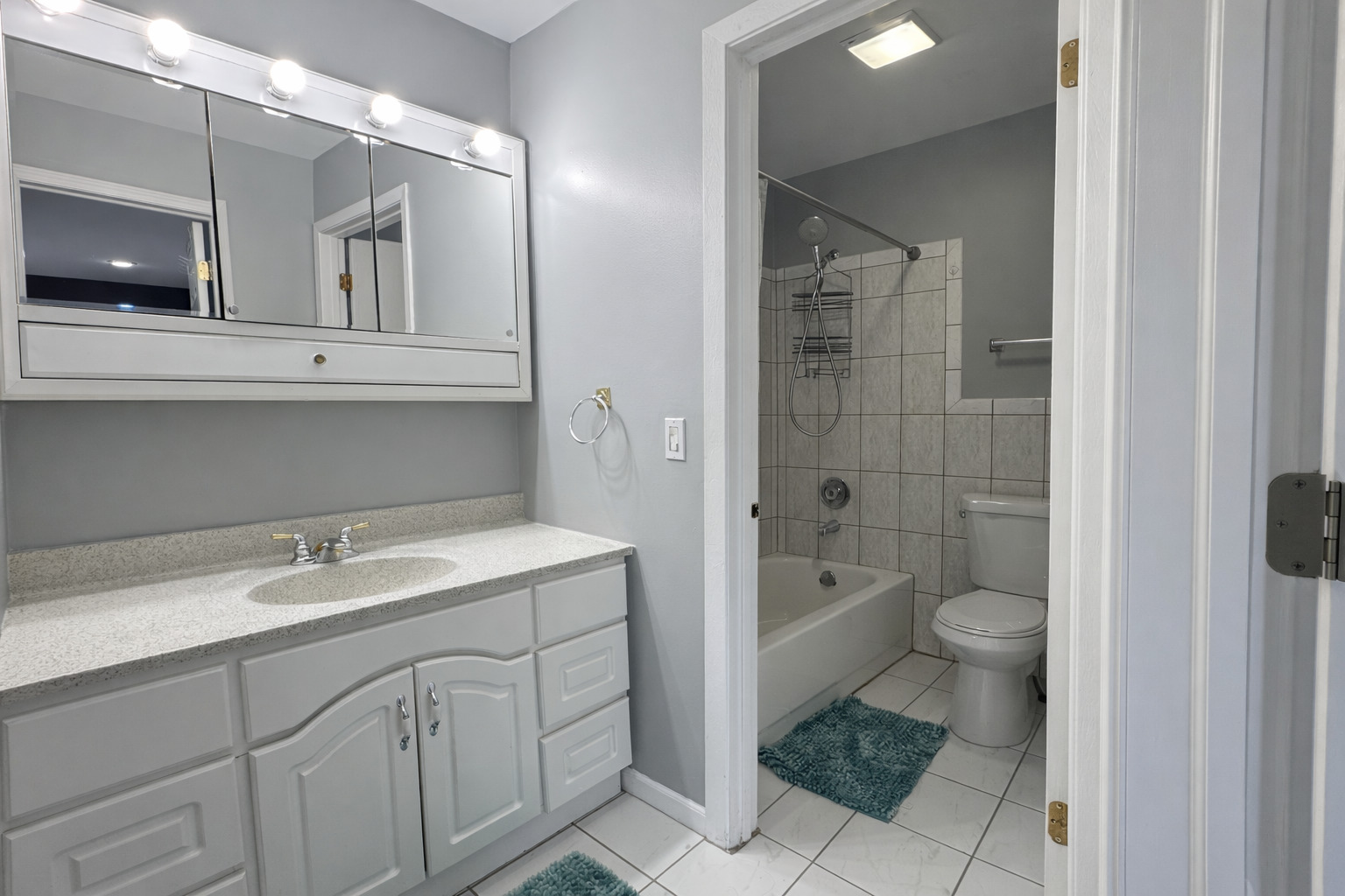 1527 Mohawk Trail Wheeling, IL 60090 - Photo 12 of 21 a bathroom with a granite countertop sink toilet and shower