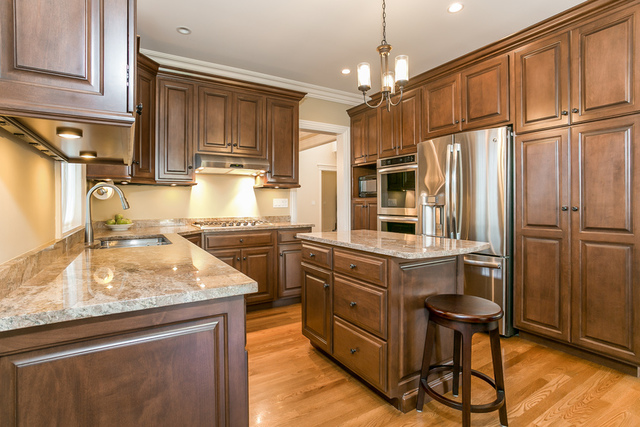 4553 Wolf Road Western Springs, IL 60558 - Photo 8 of 35 a kitchen with stainless steel appliances granite countertop a stove refrigerator and cabinets
