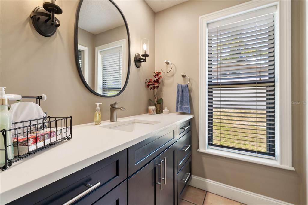 3372 Brian Road South Palm Harbor, FL 34685 - Photo 25 of 45 a bathroom with a sink a mirror and vanity