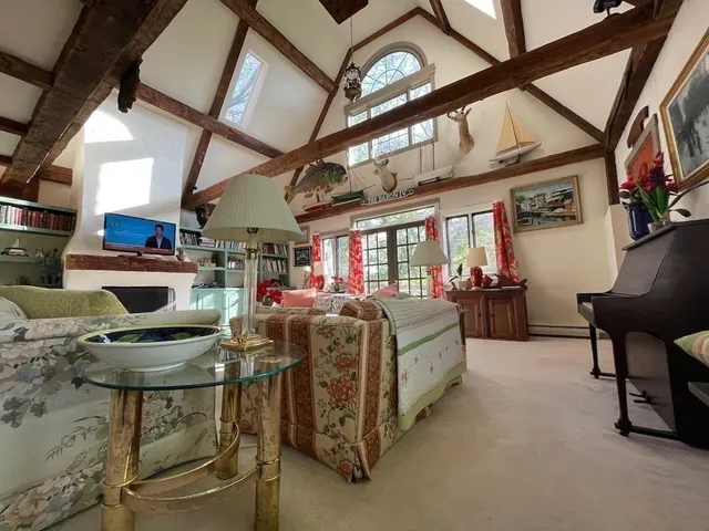 a bathroom with a double vanity sink mirror and shower