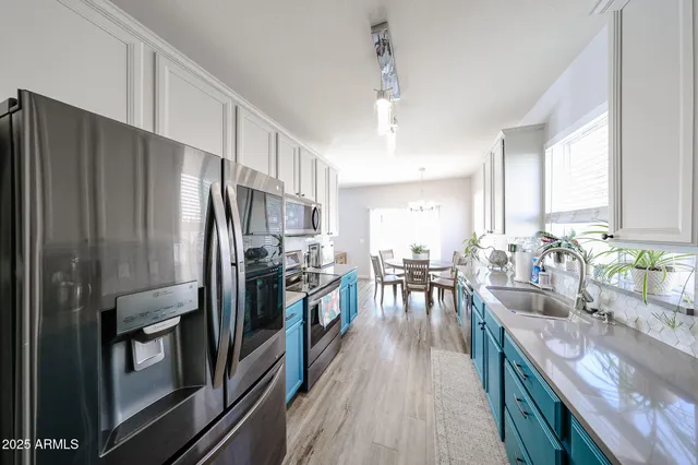 a kitchen with lots of counter top space