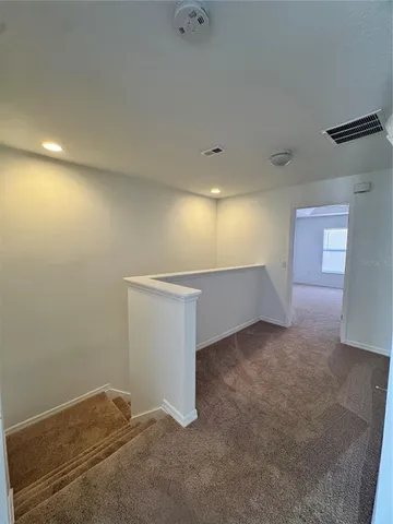 an empty room with a workbench