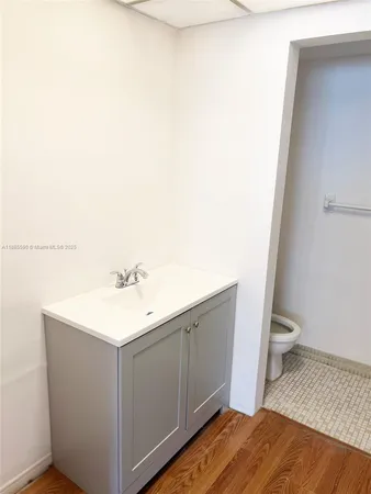 a bathroom with a sink toilet and vanity