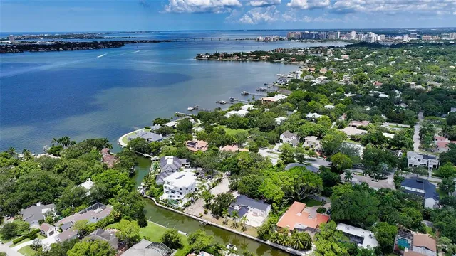 a view of a lake with a building in the background