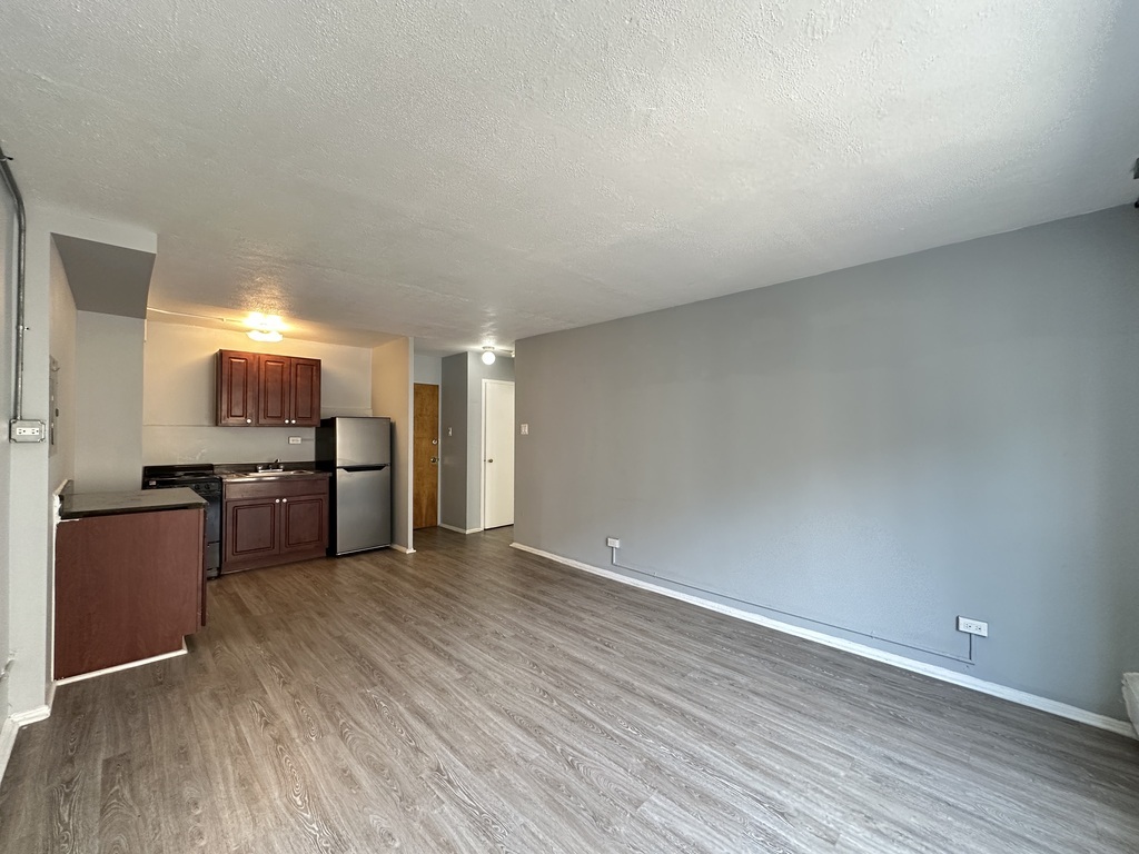 1040 West Hollywood Avenue, Unit 520 Chicago, IL 60660 - Photo 8 of 20 a view of a kitchen with a sink and a refrigerator
