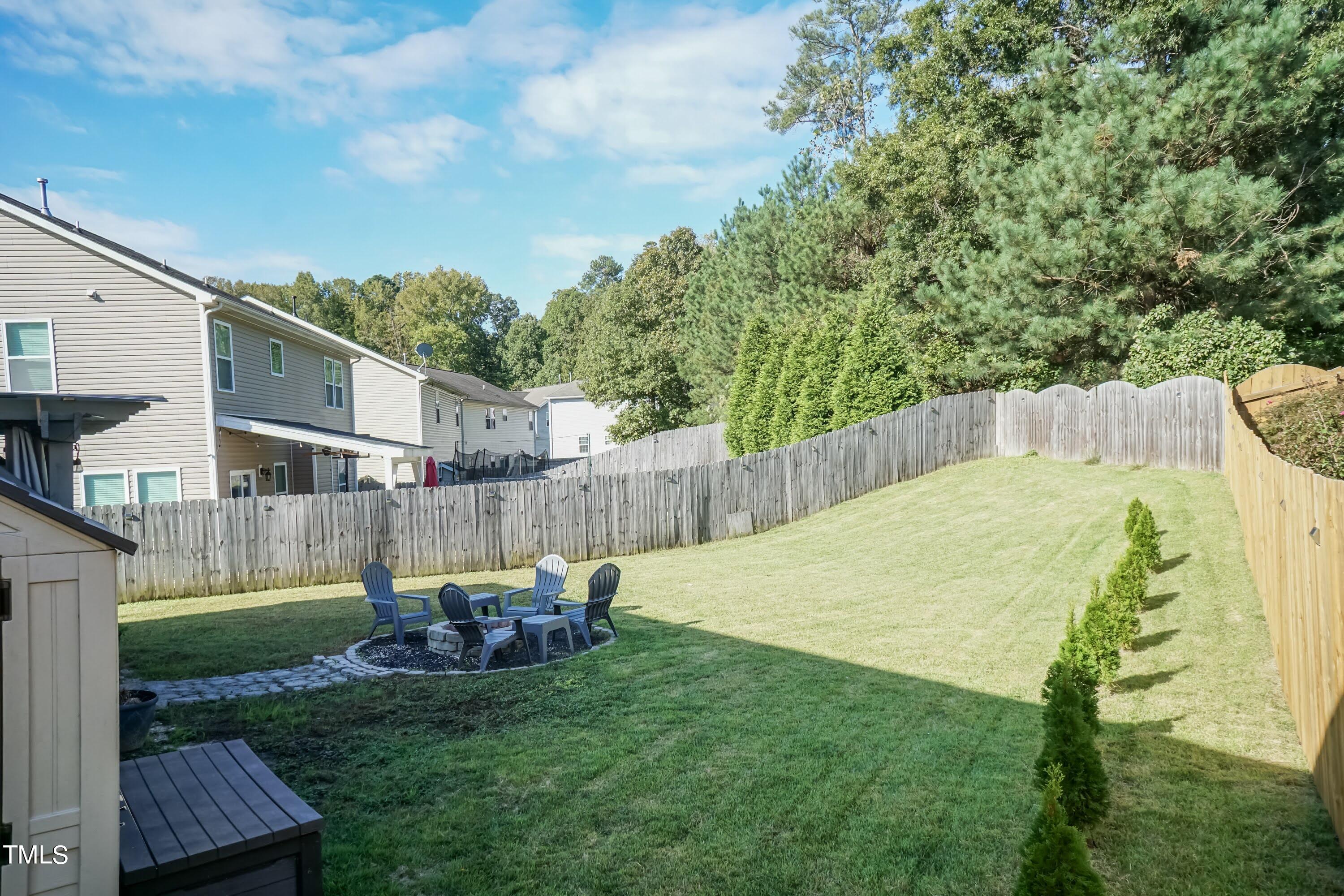 408 Cottesbrook Drive Wake Forest, NC 27587 - Photo 32 of 37 a view of backyard with seating area and green space