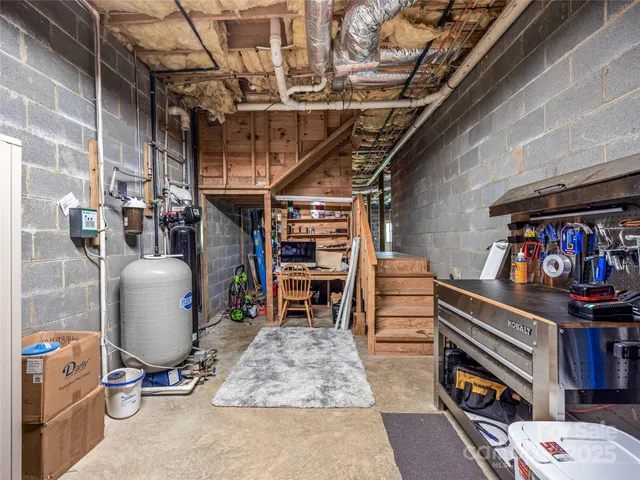 a storage room with furniture