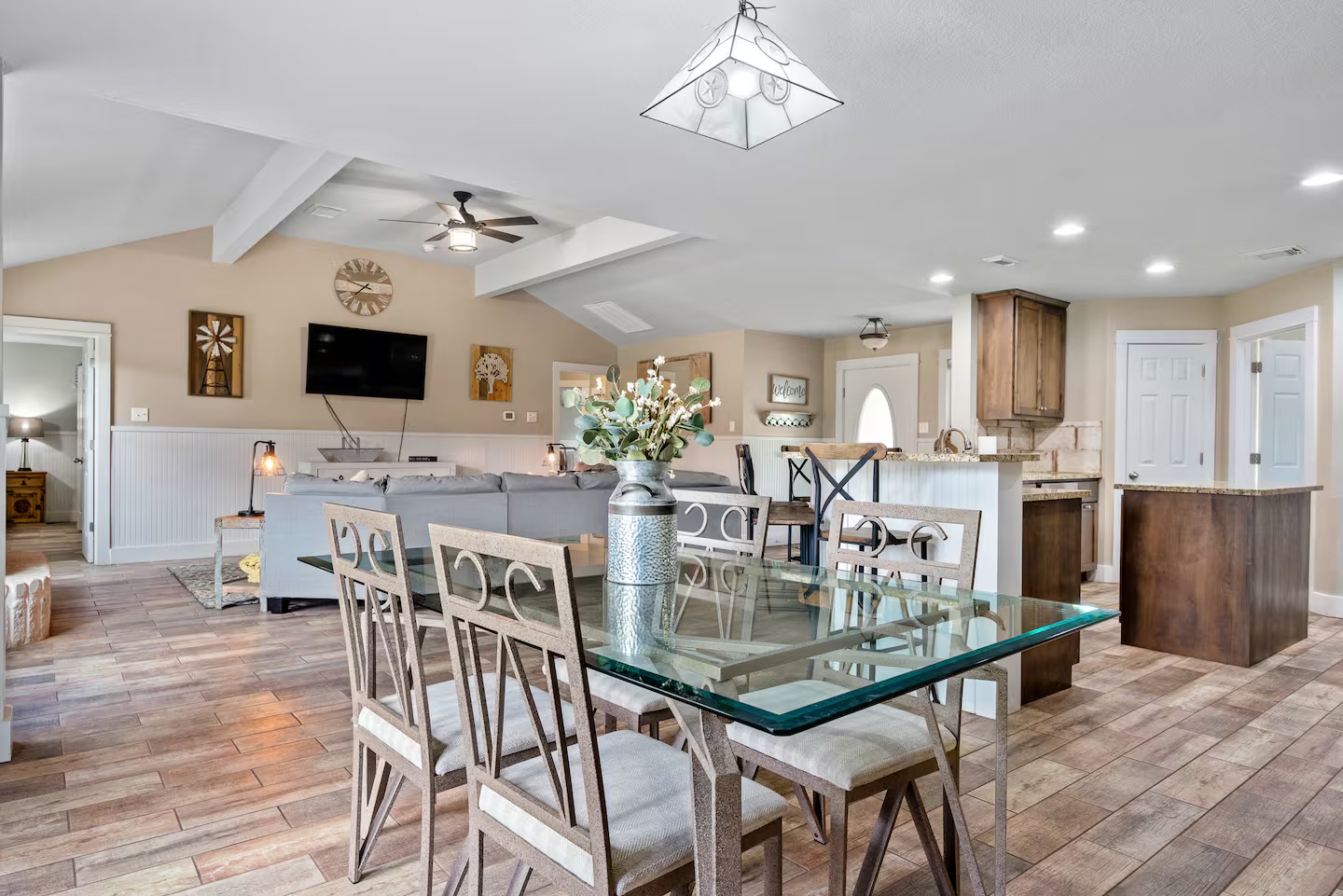 801 John Knox Road Fischer, TX 78623 - Photo 6 of 17 a view of a dining room with furniture and wooden floor