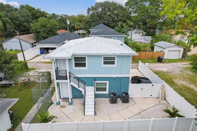 an aerial view of a house