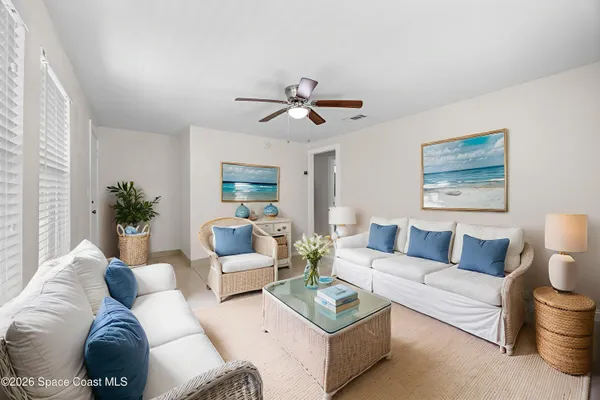 a living room with furniture