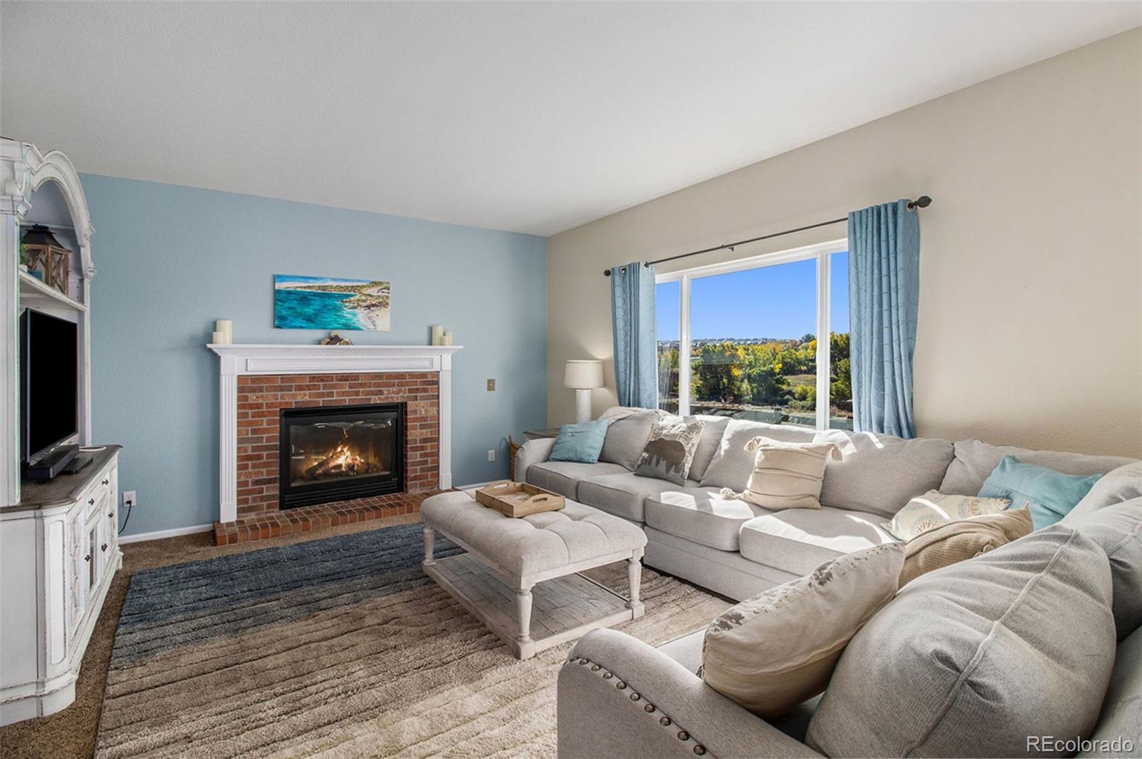 1082 Riddlewood Road Highlands Ranch, CO 80129 - Photo 10 of 28 a living room with furniture and a fireplace