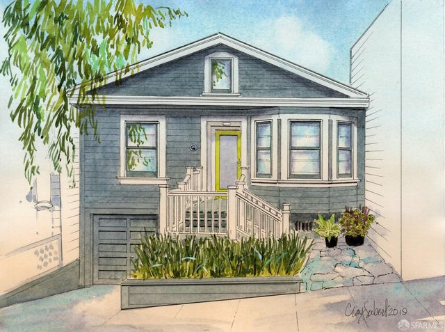 a front view of a house with garden