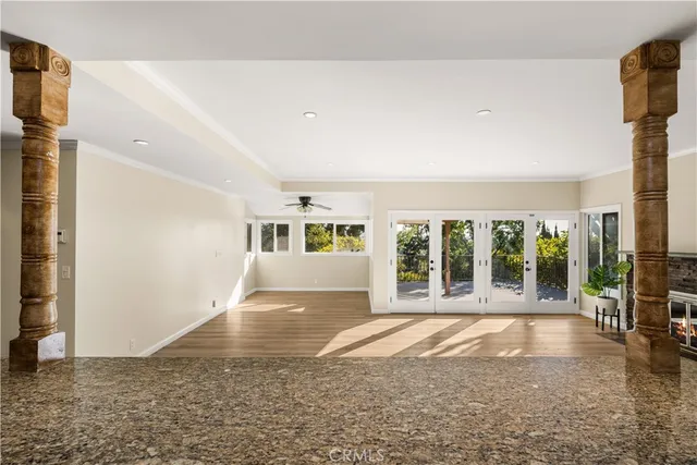 a view of a swimming pool with a yard