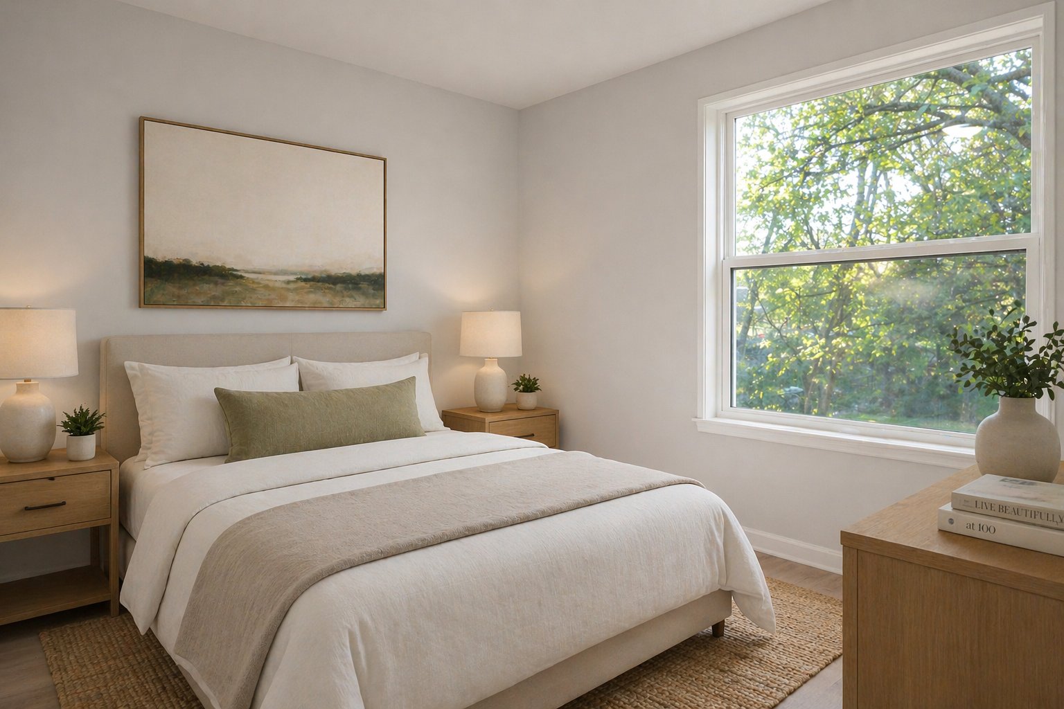 7206 Meador Avenue, Unit B Austin, TX 78752 - Photo 12 of 19 Spacious room with a large window featuring a natural backdrop