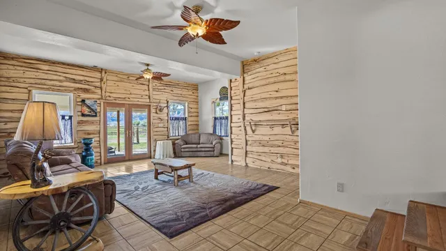 a living room with furniture