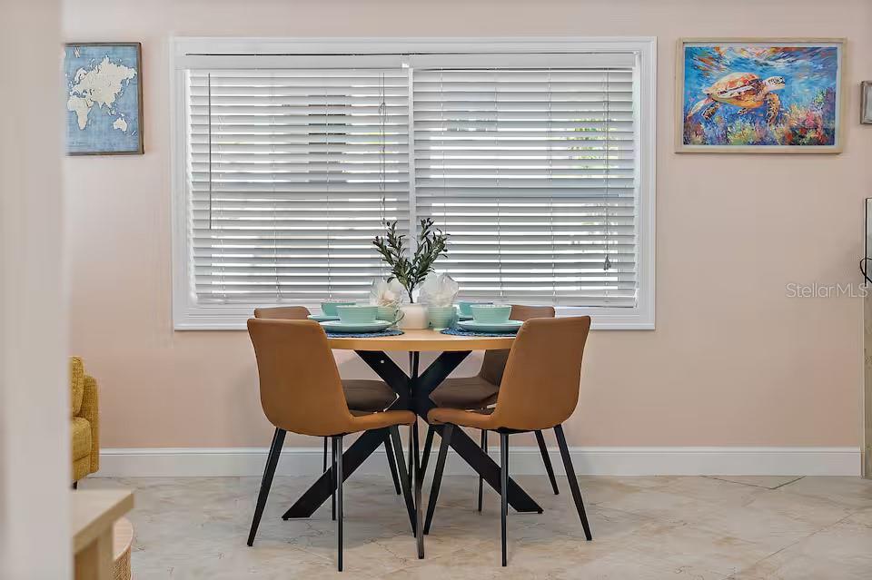724 Gulf Boulevard Indian Rocks Beach, FL 33785 - Photo 19 of 55 a view of a dining room with furniture and wooden floor