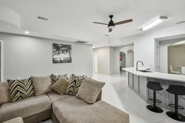 a living room with furniture