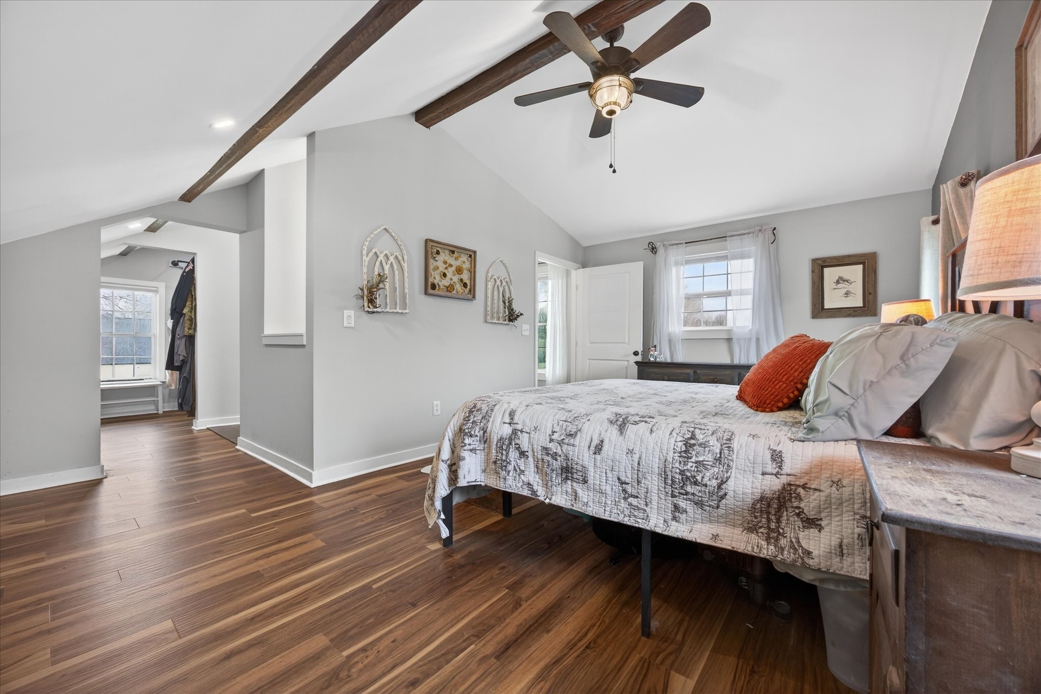 3212 Marthas Chapel Road Cunningham, TN 37052 - Photo 17 of 32 a bedroom with a bed and wooden floor