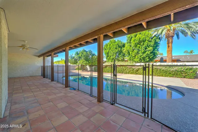 a view of porch with a backyard