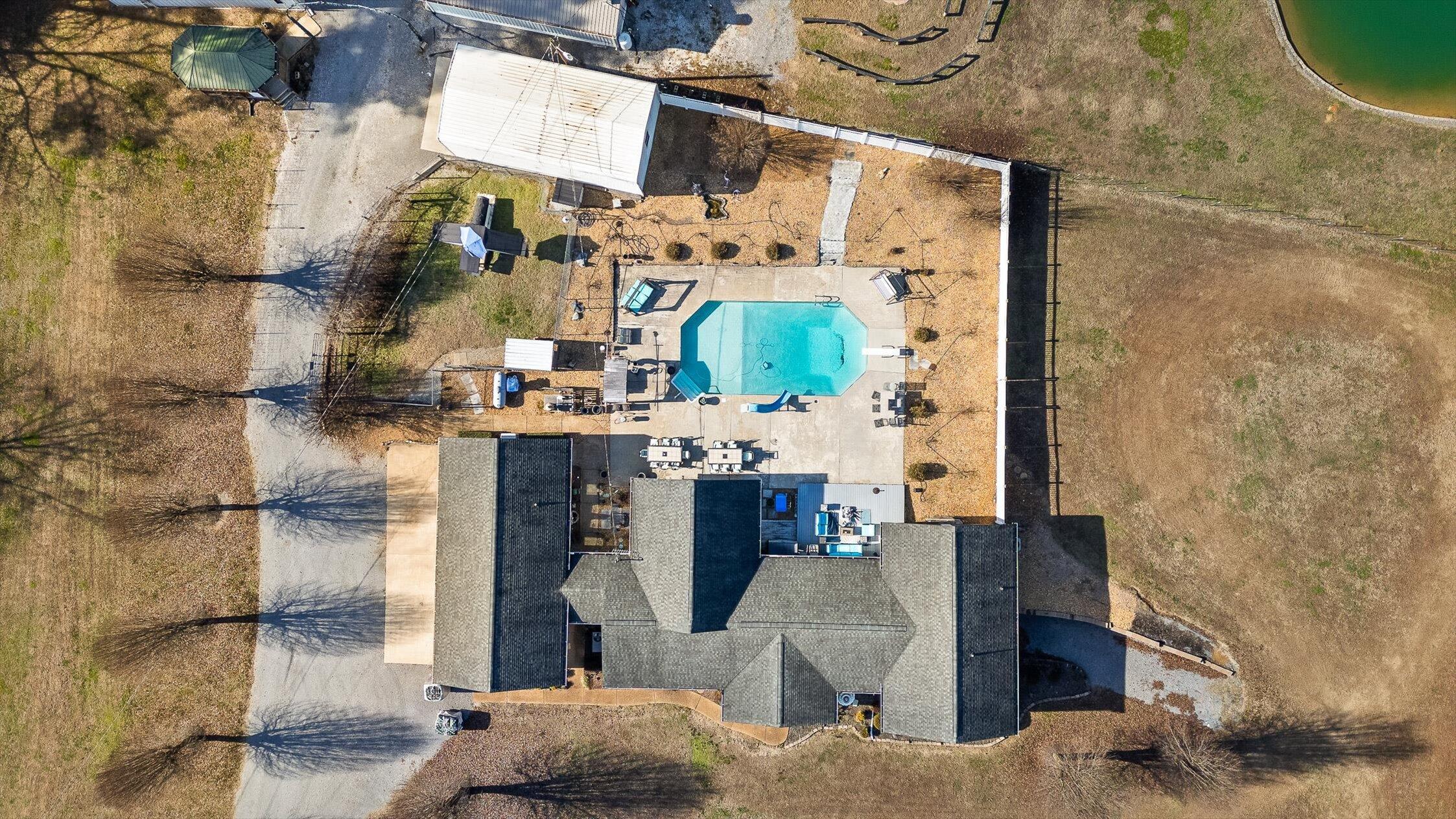 5017 McDonald Road McDonald, TN 37353 - Photo 49 of 52 Aerial view of house/pool areas