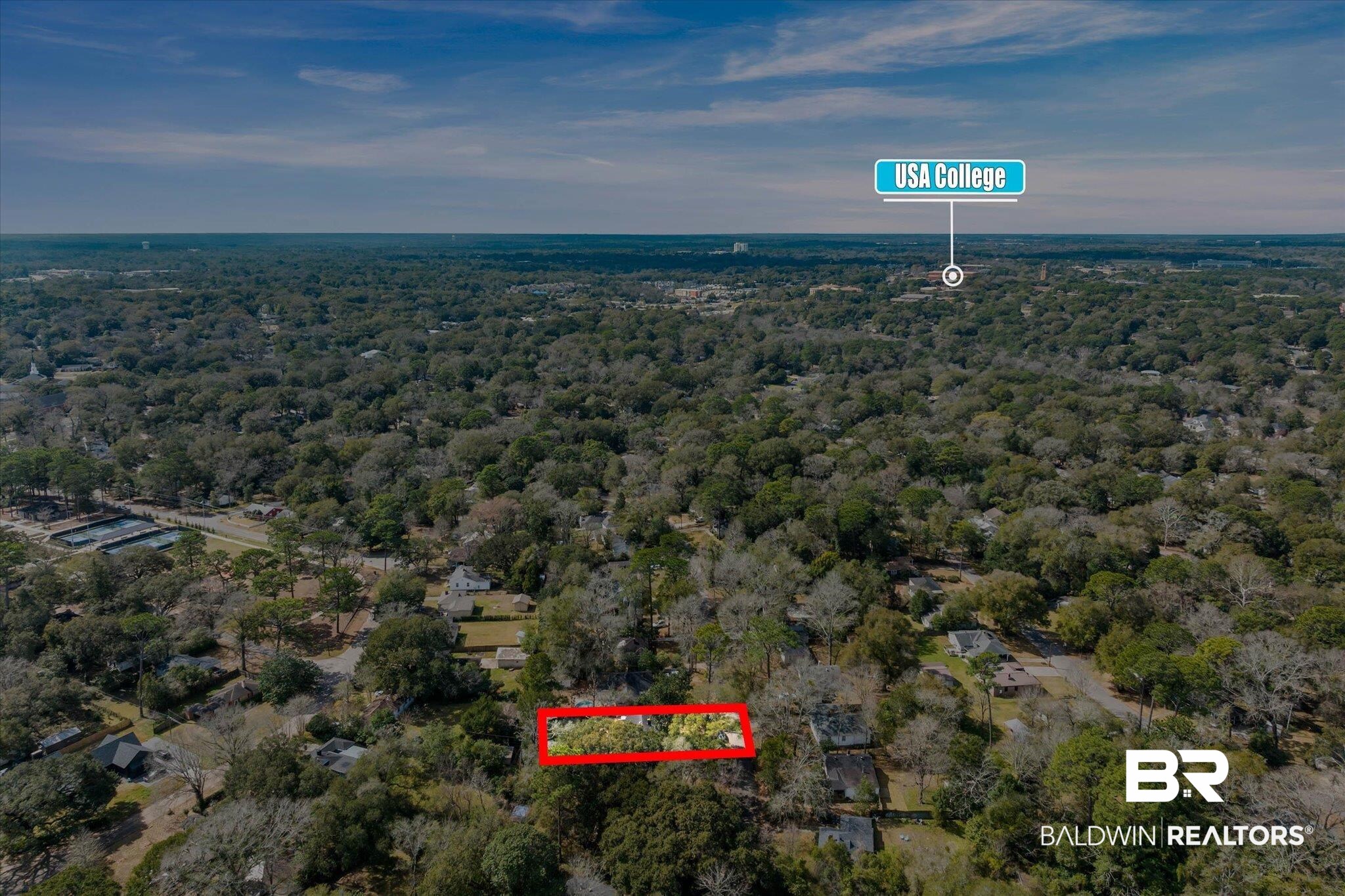 5117 Norton Lane Mobile, AL 36608 - Photo 29 of 35 Aerial overview of property's location with a forest and property parcel outlined