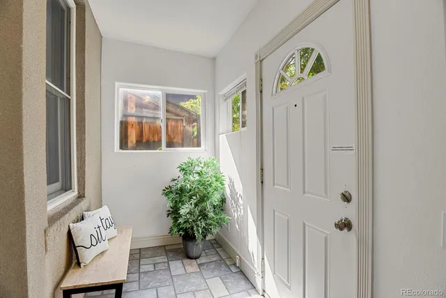 a view of an entryway with plants