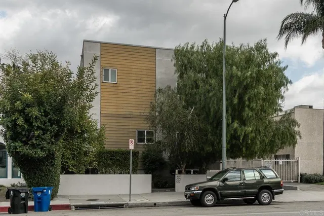 a car parked in front of a house