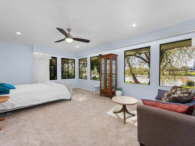 a workspace with furniture and closet