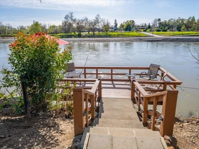 a view of a lake with outdoor space