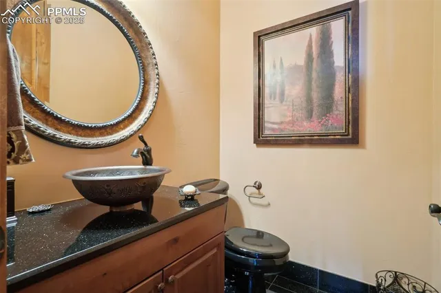 an outdoor space with furniture