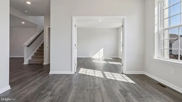 a view of a room with racks on the wall