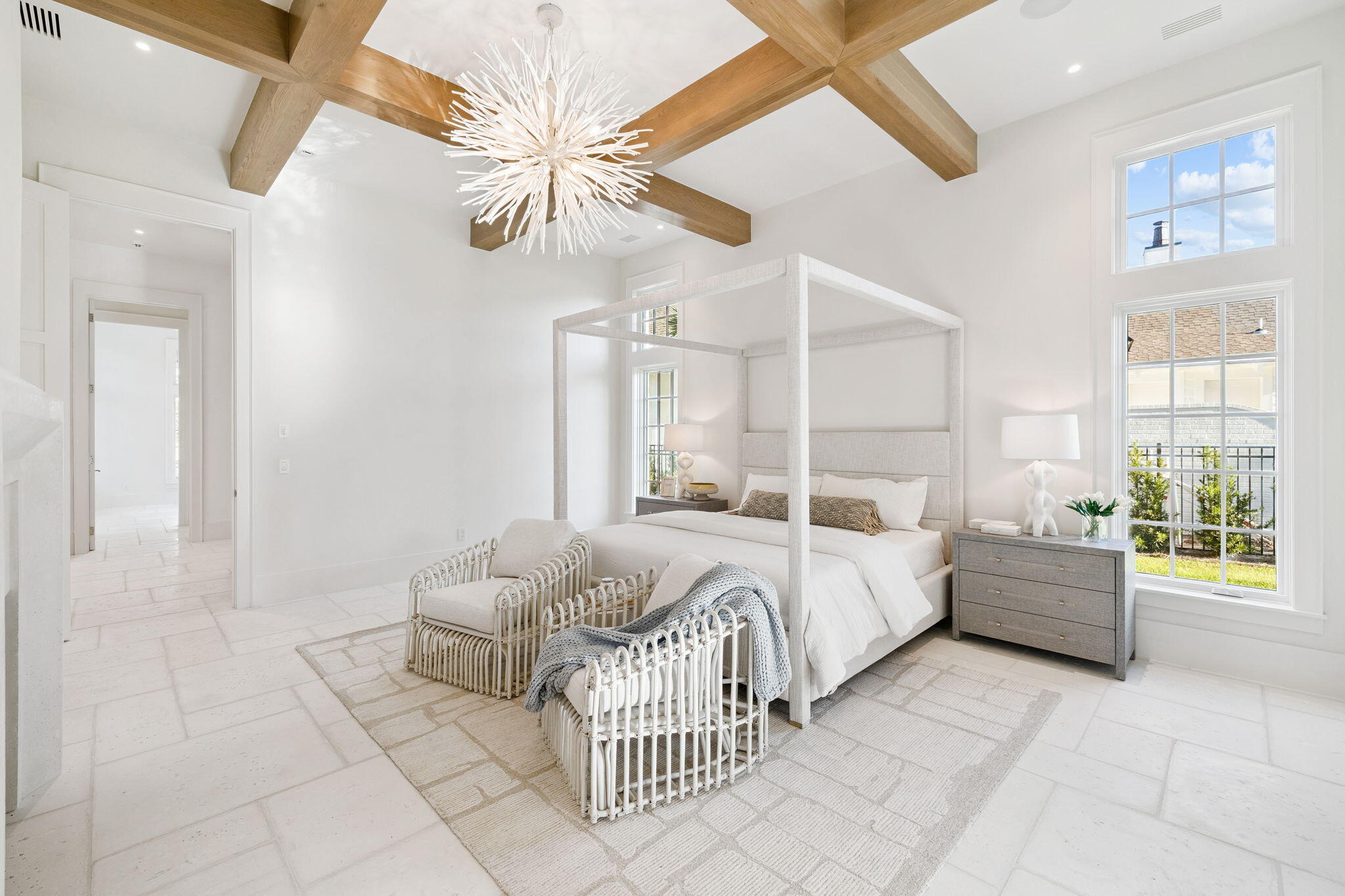 342 Windsong Dr Inlet Beach Inlet Beach, FL 32461 - Photo 23 of 87 a spacious bedroom with a bed and a chandelier