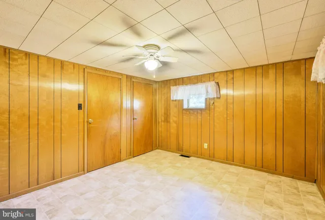 a view of a garage with furniture
